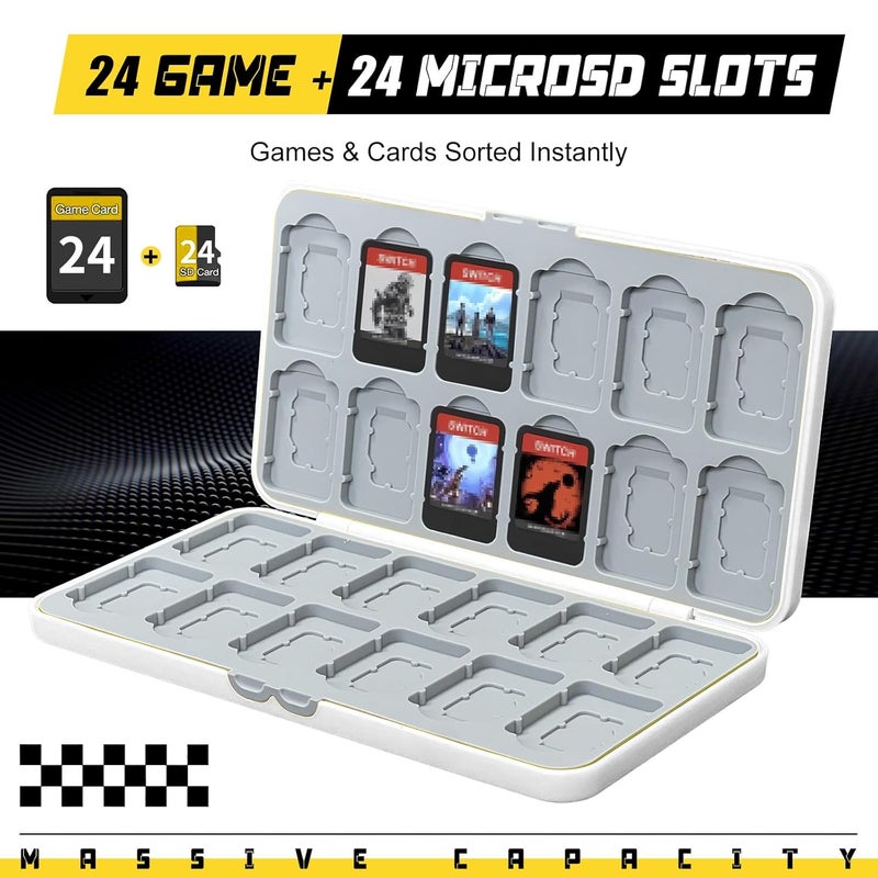 doepeBAE Switch Game Card Case Compatible with Nintendo Switch,Game Card Storage Holder,New Portable Thin Card Protection Case with 24 Game Card Slots and 24 TF Card Slots (24Z-White) - Image 3